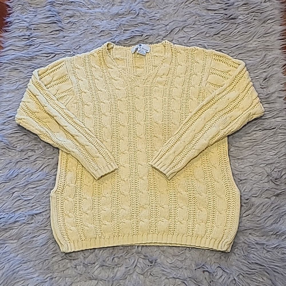 Saks fifth Avenue vintage 1990s silk cotton‎ yellow vneck sweater size small